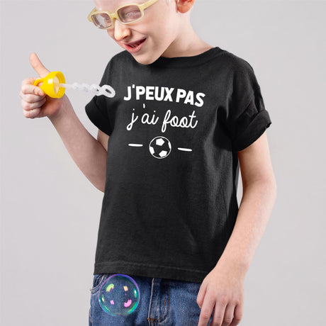 T-Shirt Enfant J'peux pas j'ai foot Noir