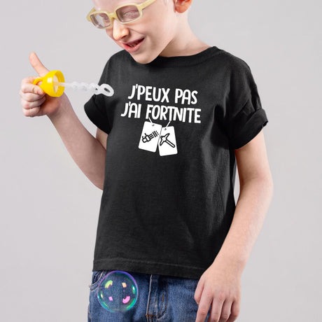 T-Shirt Enfant J'peux pas j'ai Fortnite Noir