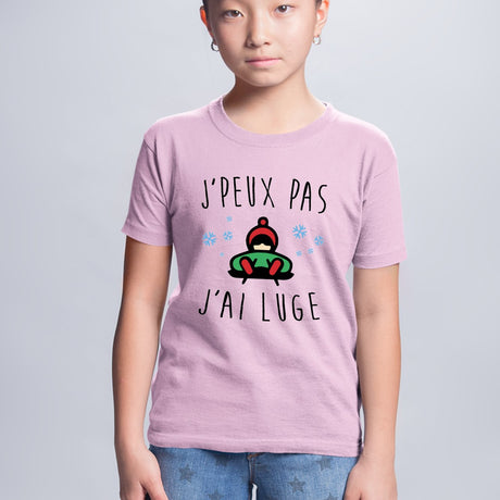 T-Shirt Enfant J'peux pas j'ai luge Rose