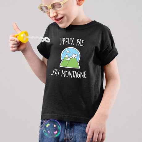 T-Shirt Enfant J'peux pas j'ai montagne Noir