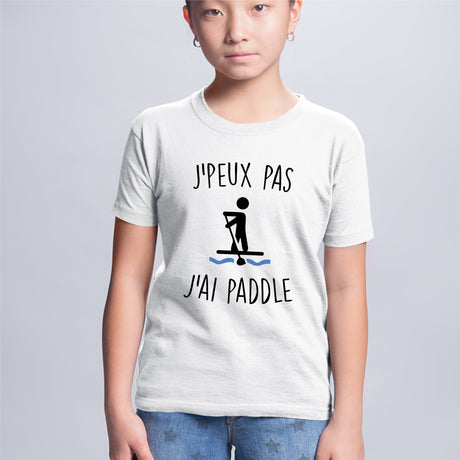 T-Shirt Enfant J'peux pas j'ai paddle Blanc