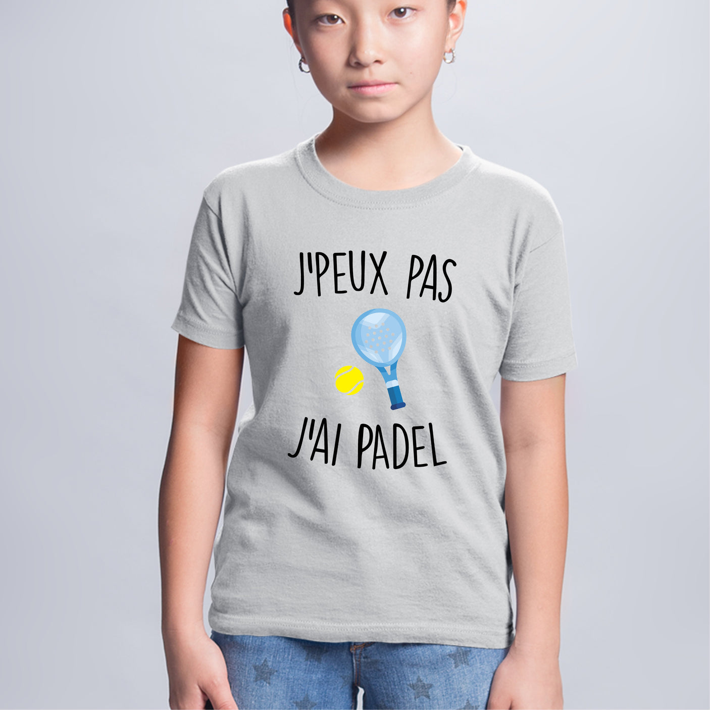 T-Shirt Enfant J'peux pas j'ai padel Gris