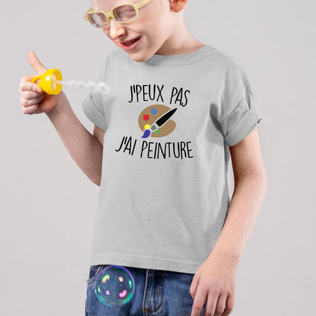 T-Shirt Enfant J'peux pas j'ai peinture Gris