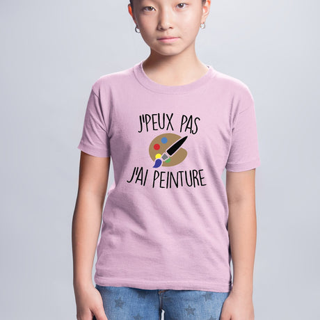 T-Shirt Enfant J'peux pas j'ai peinture Rose