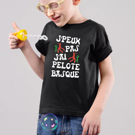 T-Shirt Enfant J'peux pas j'ai pelote basque Noir