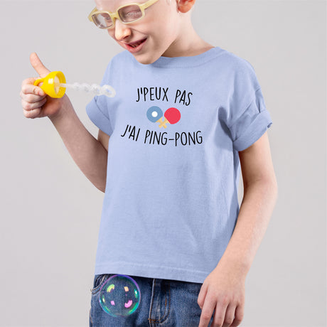 T-Shirt Enfant J'peux pas j'ai ping-pong Bleu