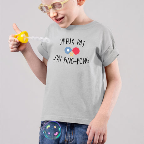 T-Shirt Enfant J'peux pas j'ai ping-pong Gris