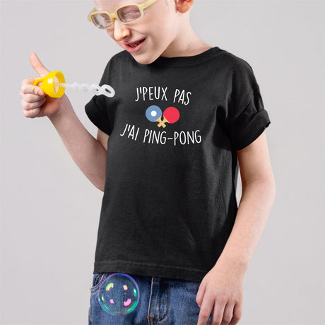 T-Shirt Enfant J'peux pas j'ai ping-pong Noir