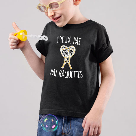 T-Shirt Enfant J'peux pas j'ai raquettes Noir