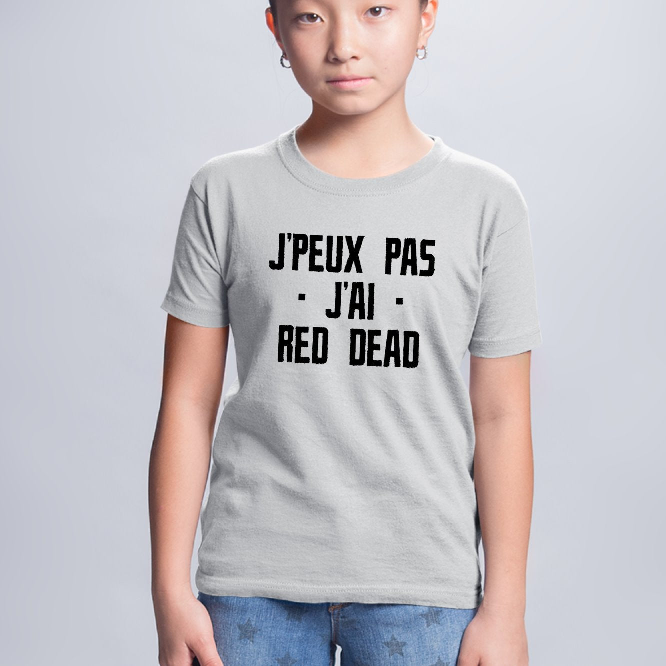 T-Shirt Enfant J'peux pas j'ai red dead Gris