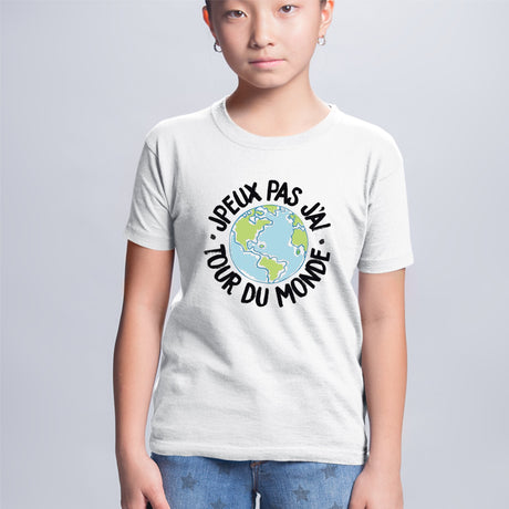T-Shirt Enfant J'peux pas j'ai tour du monde Blanc
