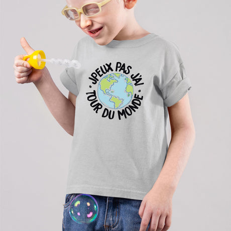 T-Shirt Enfant J'peux pas j'ai tour du monde Gris