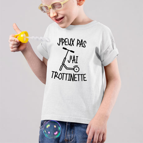 T-Shirt Enfant J'peux pas j'ai trottinette Blanc