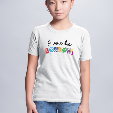 T-Shirt Enfant J'veux des bonbons Blanc
