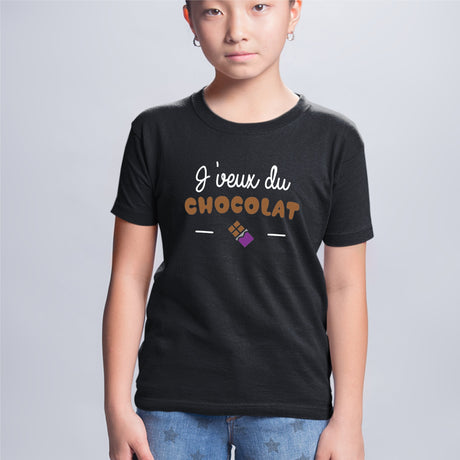 T-Shirt Enfant J'veux du chocolat Noir