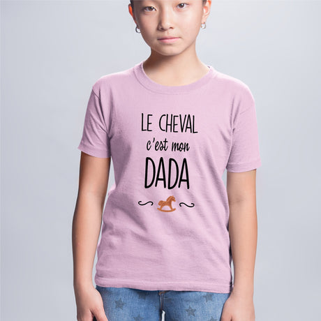 T-Shirt Enfant Le cheval c'est mon dada Rose