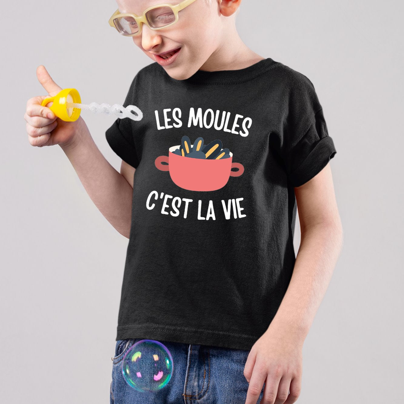 T-Shirt Enfant Les moules c'est la vie Noir