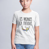 T-Shirt Enfant Les vacances ça fatigue Blanc