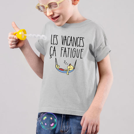 T-Shirt Enfant Les vacances ça fatigue Gris