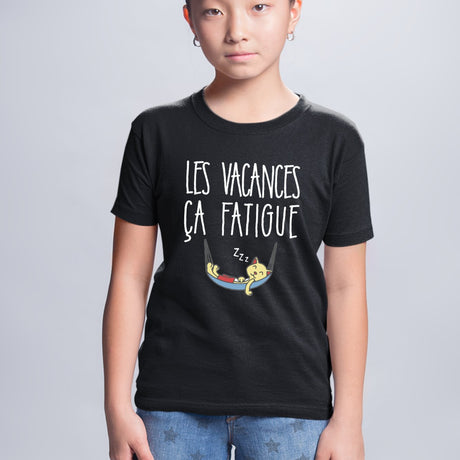 T-Shirt Enfant Les vacances ça fatigue Noir