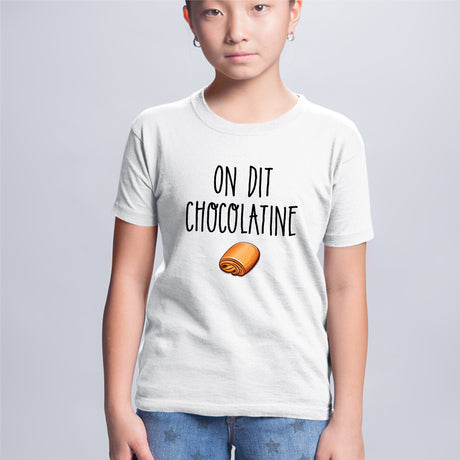 T-Shirt Enfant On dit chocolatine Blanc