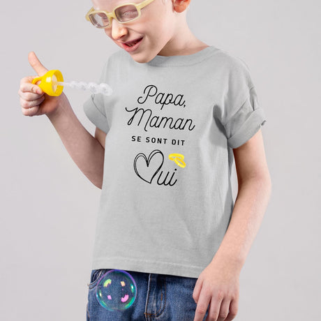 T-Shirt Enfant Papa maman se sont dit oui Gris