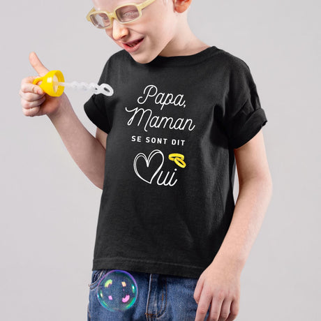 T-Shirt Enfant Papa maman se sont dit oui Noir