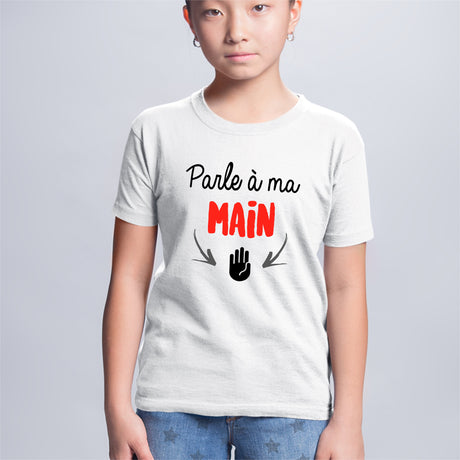 T-Shirt Enfant Parle à ma main Blanc