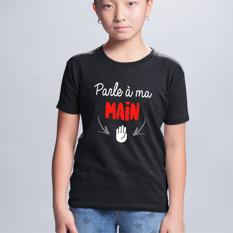 T-Shirt Enfant Parle à ma main Noir