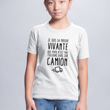 T-Shirt Enfant Preuve que papa n'est pas toujours dans son camion Blanc