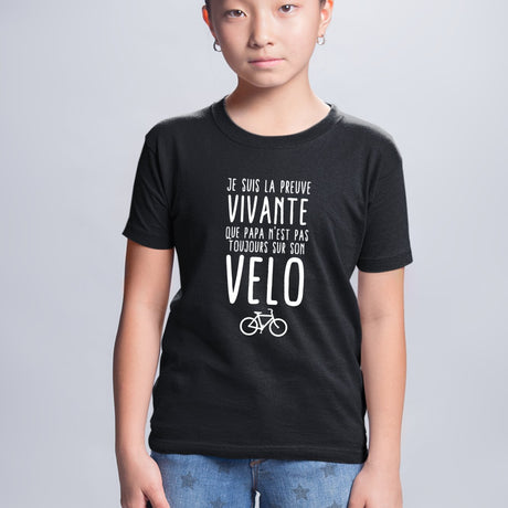 T-Shirt Enfant Preuve que papa n'est pas toujours sur son vélo Noir