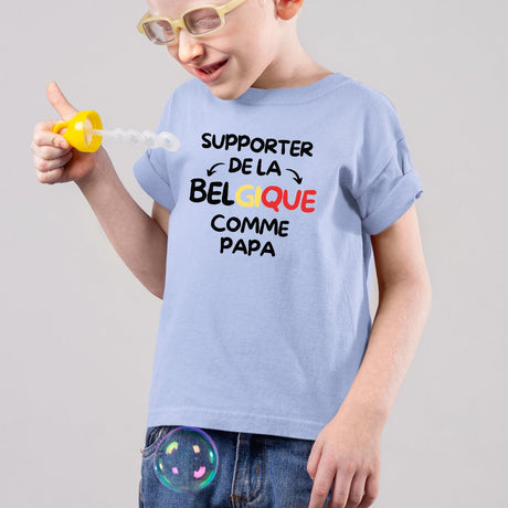 T-Shirt Enfant Supporter de la Belgique comme papa Bleu