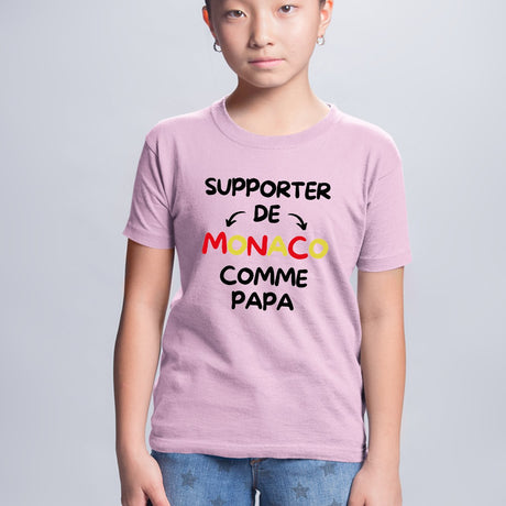 T-Shirt Enfant Supporter de Monaco comme papa Rose