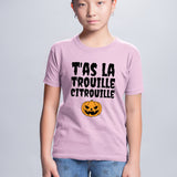 T-Shirt Enfant T'as la trouille citrouille Rose