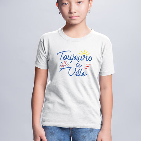 T-Shirt Enfant Toujours à vélo Blanc