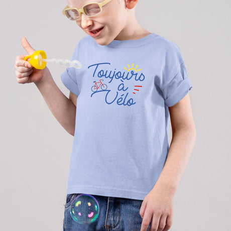 T-Shirt Enfant Toujours à vélo Bleu