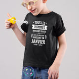 T-Shirt Enfant Tous les hommes naissent égaux les meilleurs en janvier Noir