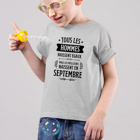 T-Shirt Enfant Tous les hommes naissent égaux les meilleurs en septembre Gris