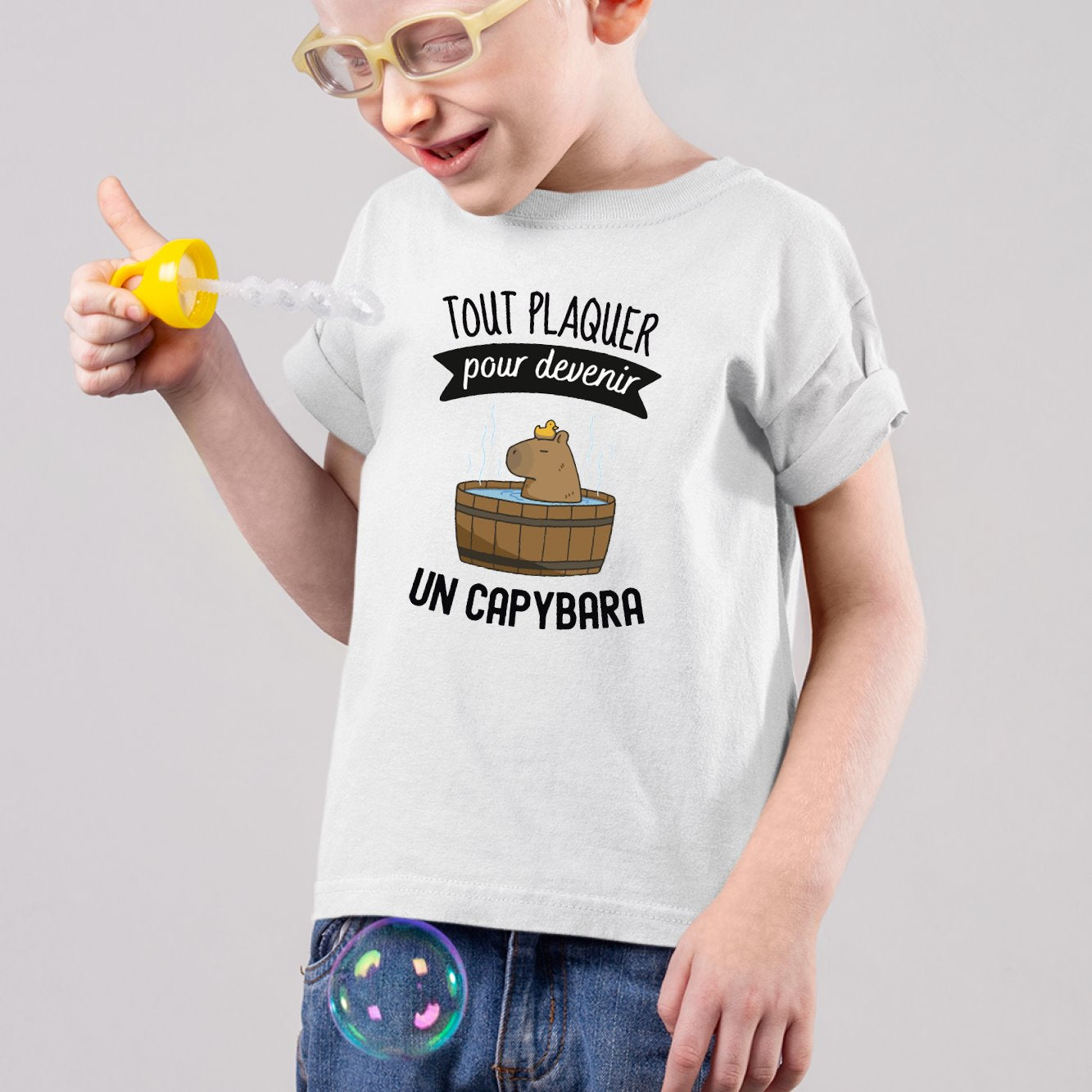 T-Shirt Enfant Tout plaquer pour devenir un capybara Blanc