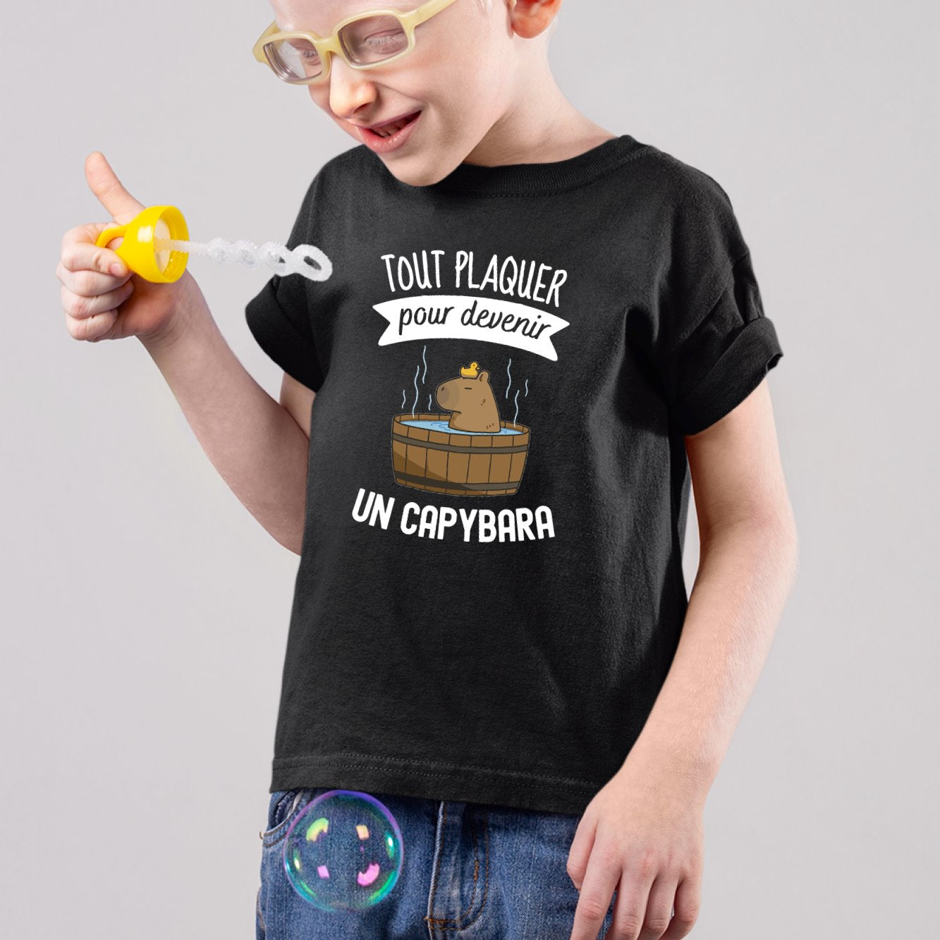 T-Shirt Enfant Tout plaquer pour devenir un capybara Noir