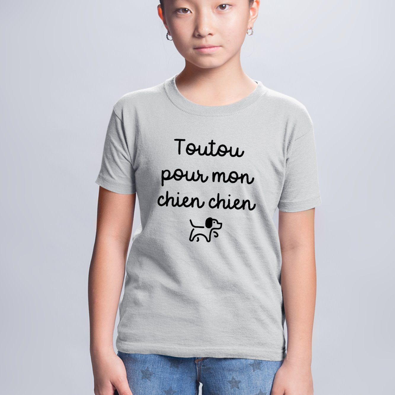 T-Shirt Enfant Toutou pour mon chien chien Gris