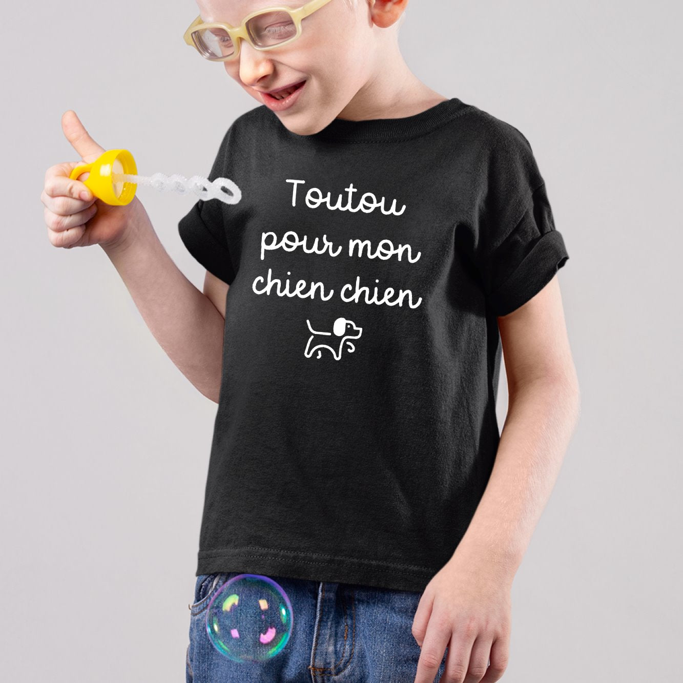 T-Shirt Enfant Toutou pour mon chien chien Noir