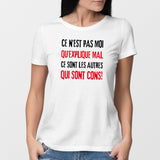 T-Shirt Femme Ce n'est pas moi qui explique mal Blanc