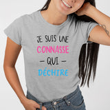 T-Shirt Femme Connasse qui déchire Gris