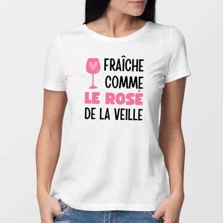 T-Shirt Femme Fraîche comme le rosé de la veille Blanc
