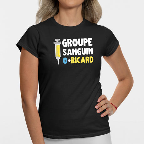 T-Shirt Femme Groupe sanguin O + Ricard Noir