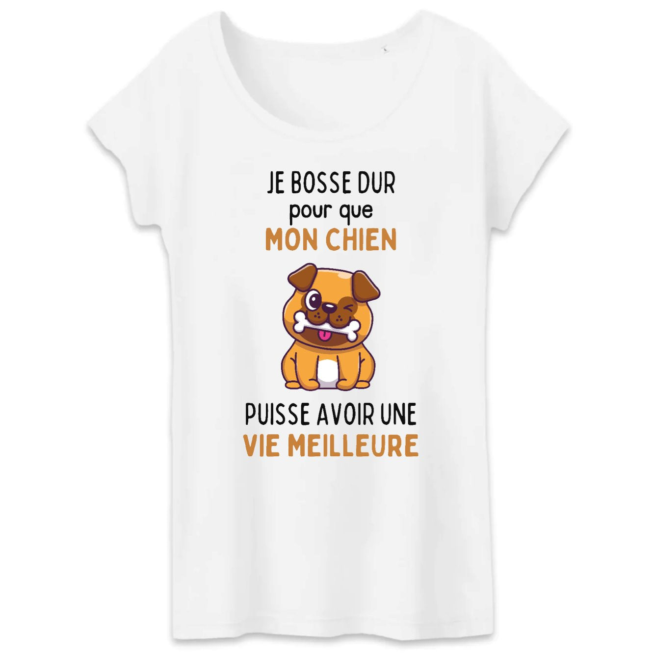 T-Shirt Femme Je bosse dur pour mon chien 