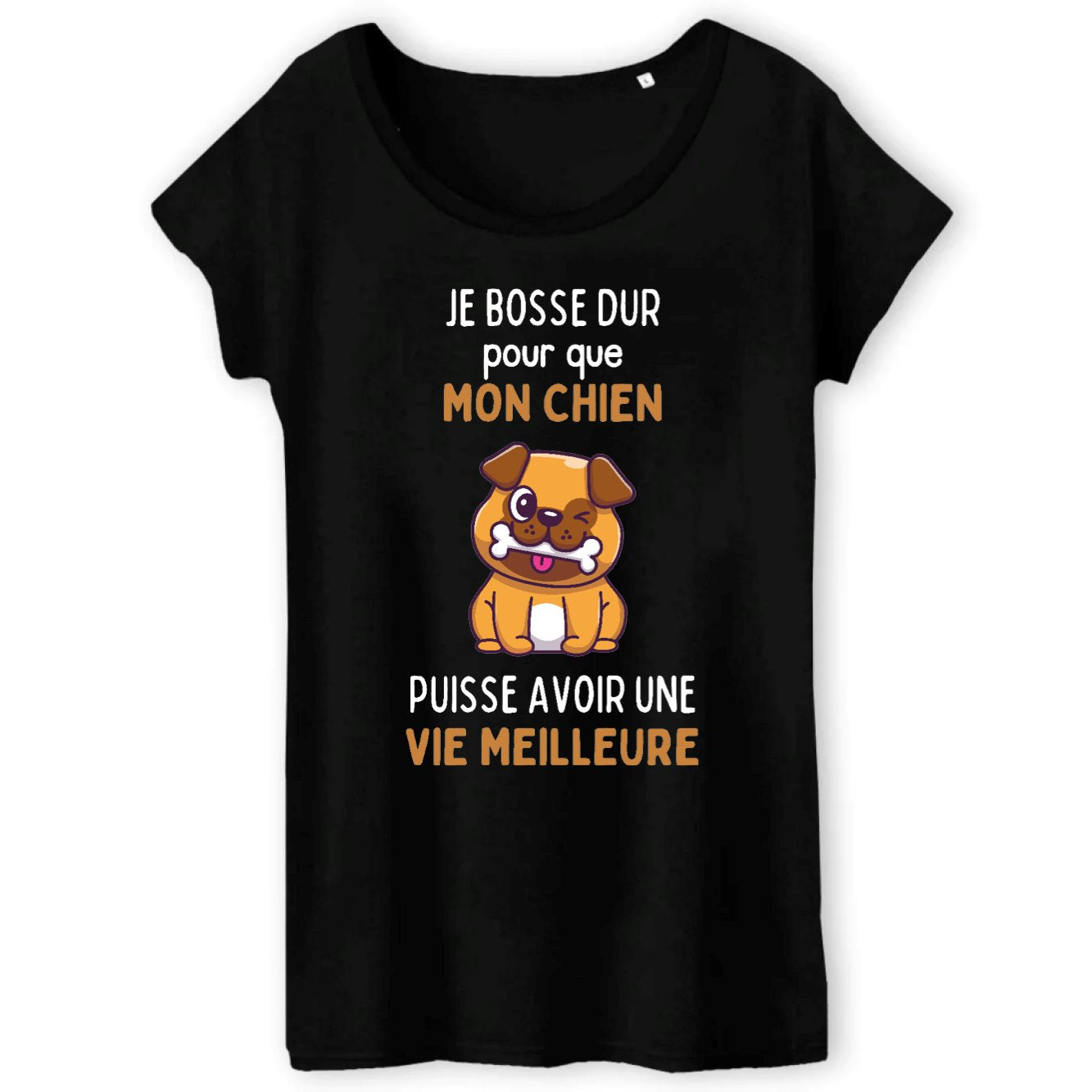 T-Shirt Femme Je bosse dur pour mon chien 