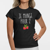 T-Shirt Femme Je mange pour 2 Noir