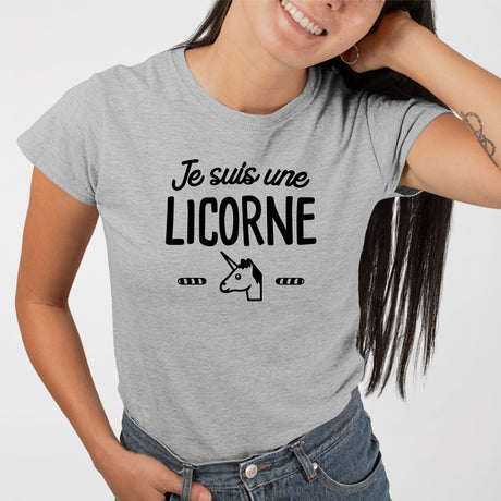 T-Shirt Femme Je suis une licorne Gris